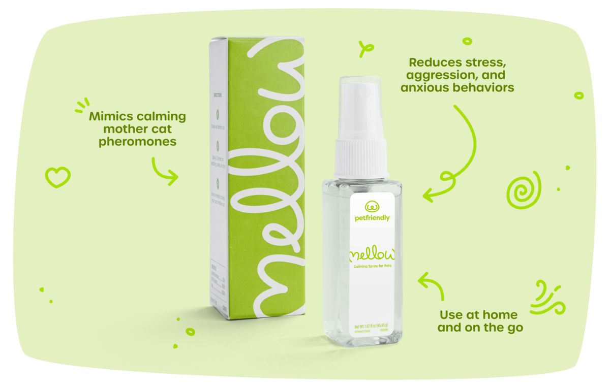 Mimics calming mother cat pheromones, Reduces stress, aggression, and anxious behaviors, and Use at home and on the go