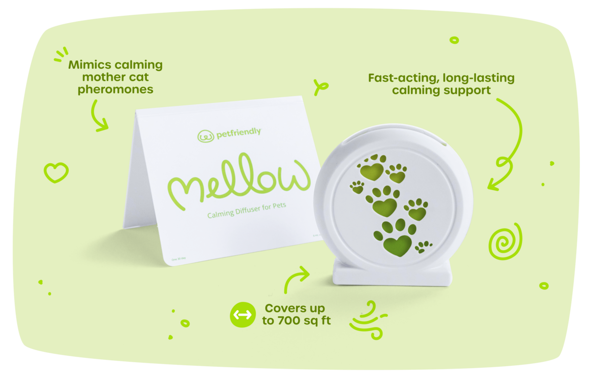 Mimics calming mother cat pheromones, Fast-acting, long-lasting calming support, and Covers up to 700 sq ft
