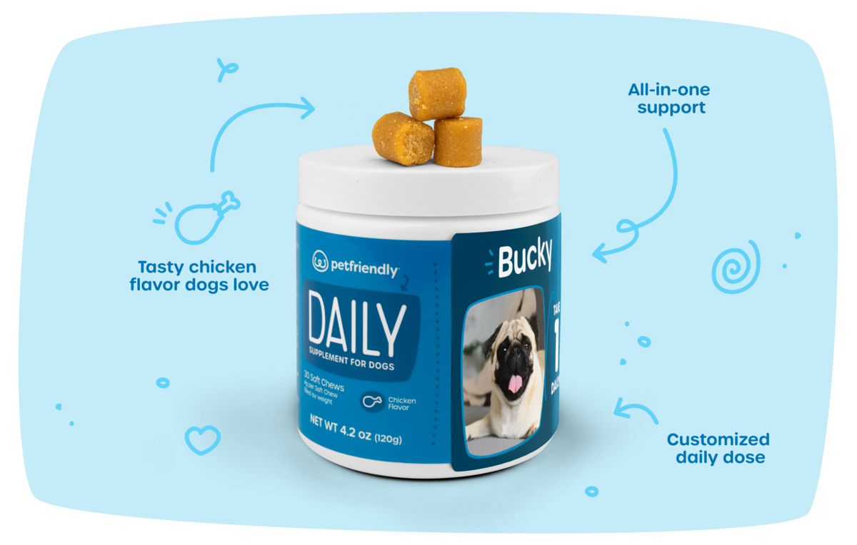 Tasty chicken flavor dogs love, all-in-one support, customized daily dose