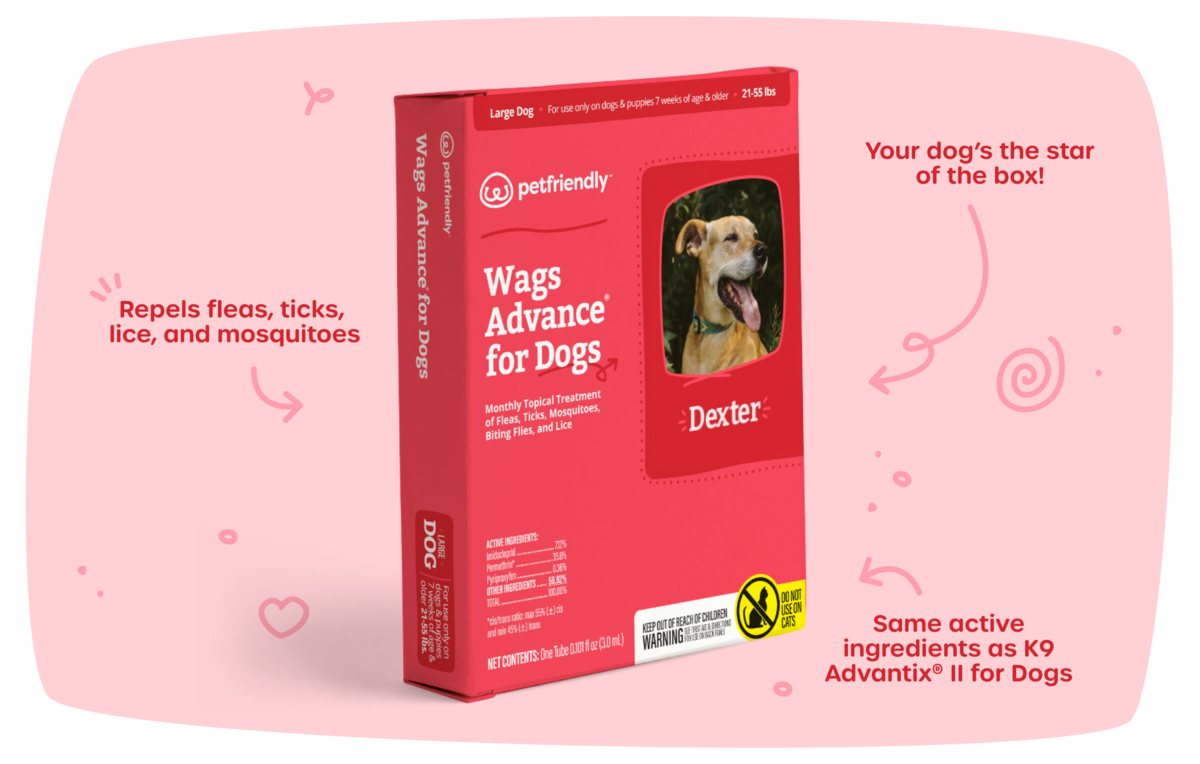 Repels fleas, ticks, lice, and mosquitos, your dog's the star of the box, same active ingredients as K9 Advantix II for Dogs