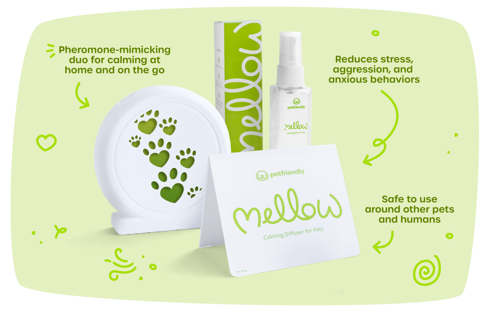 Pheromone-mimicking duo for calming at home and on the go, Reduces stress, aggression, and anxious behaviors, Safe to use around other pets and humans