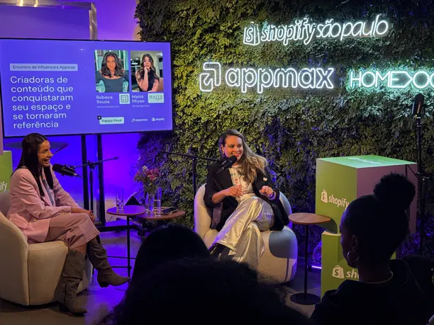 Go to Emili Horncastle, Co-Founder & CMO, speaking at Appmax, a Shopify ecosystem partner event, at the Shopify Space, São Paulo, 2025