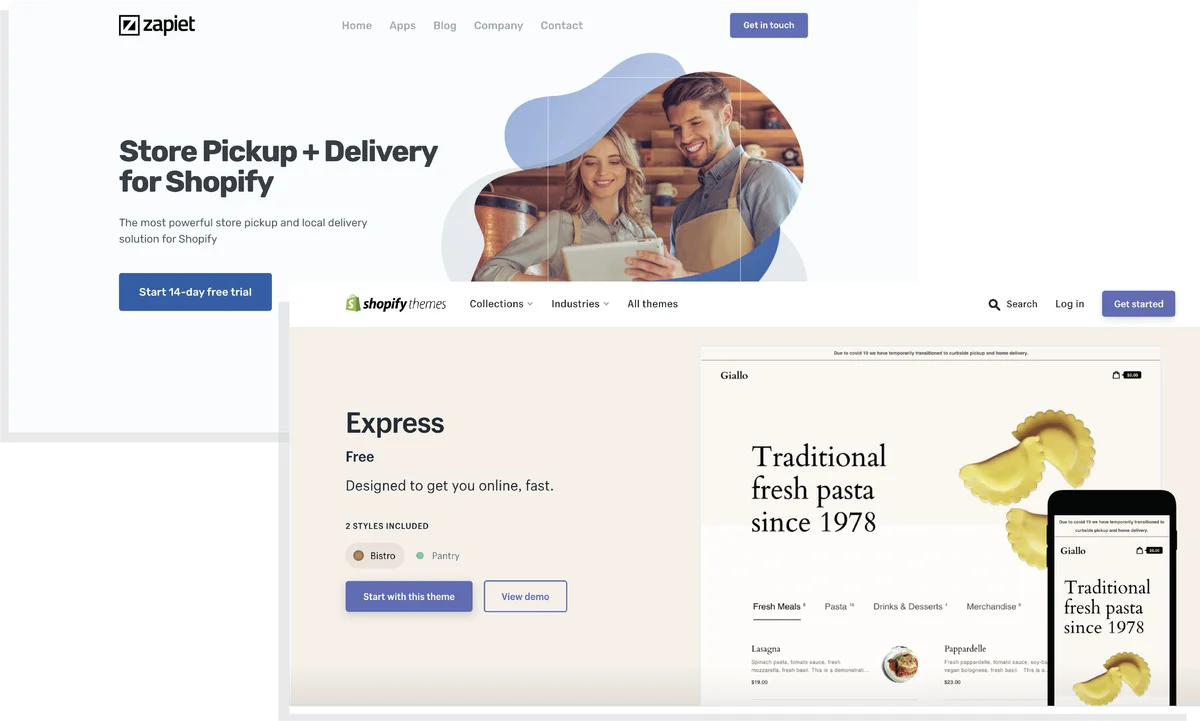 Zapiet - Pickup + Delivery and the new Express theme from Shopify