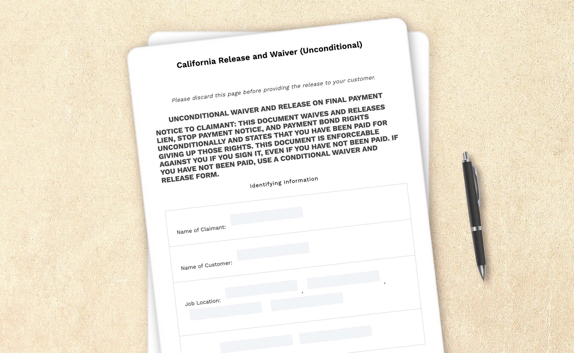 Professional California release and waiver of liens on full payment (unconditional) by LegalZoom. Easily draft, edit, and download your agreements!