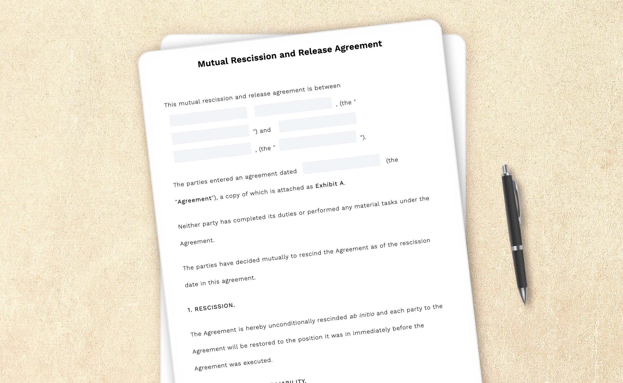 Professional mutual rescission and release agreement template by LegalZoom. Easily draft, edit, and download your agreements!