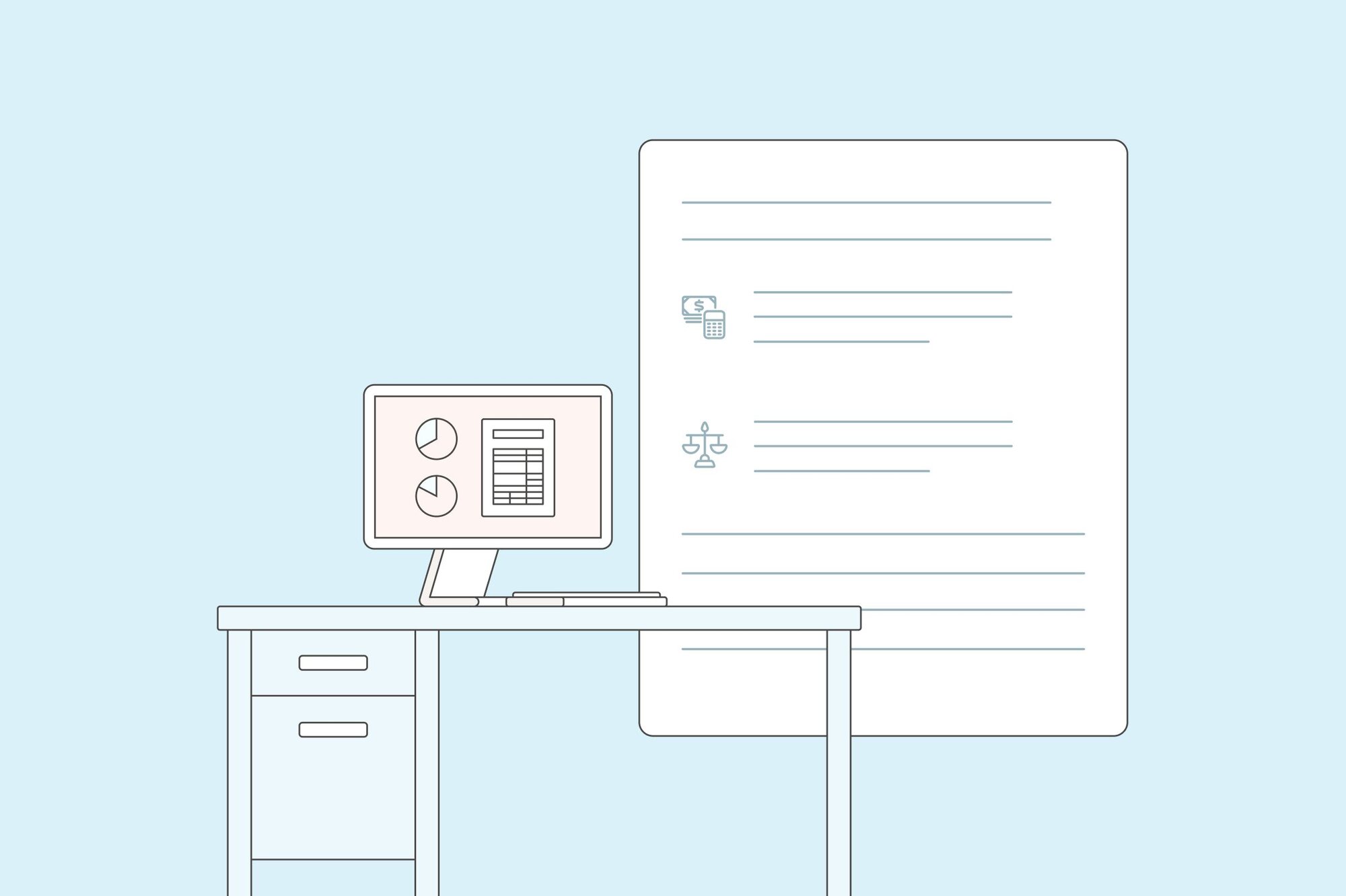An illustration of a laptop and a desk showing the legal and tax considerations for bequests.