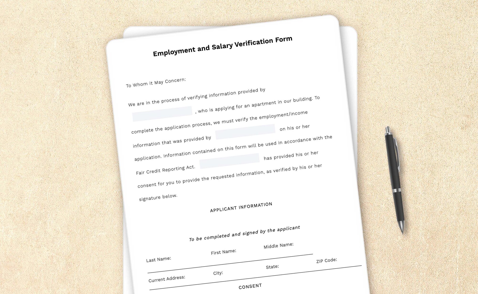 Free employment and salary verification form template by LegalZoom. Create and download forms for free!