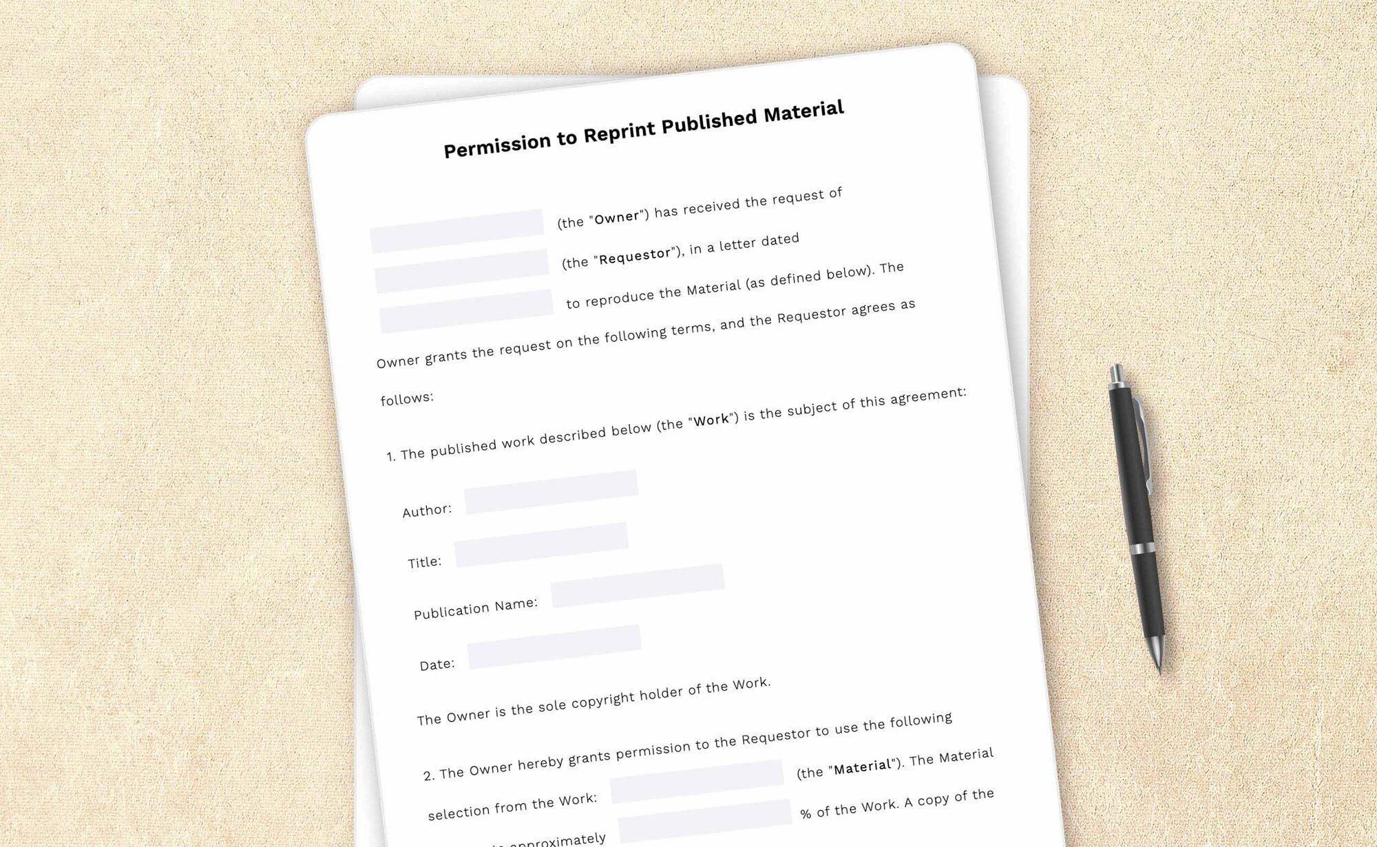 Permission to reprint published material template by LegalZoom. Create and download forms with ease!