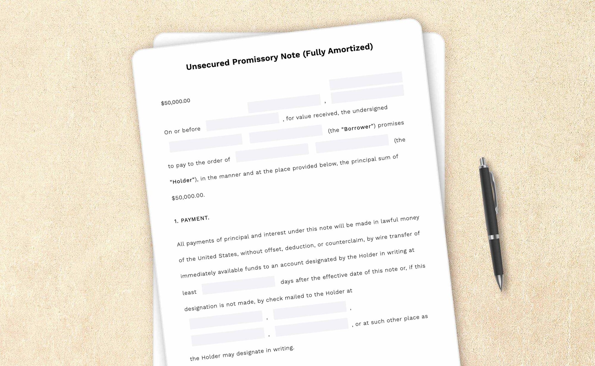 Free unsecured promissory note (amortized payment) template by LegalZoom. Create and download promissory notes for free!