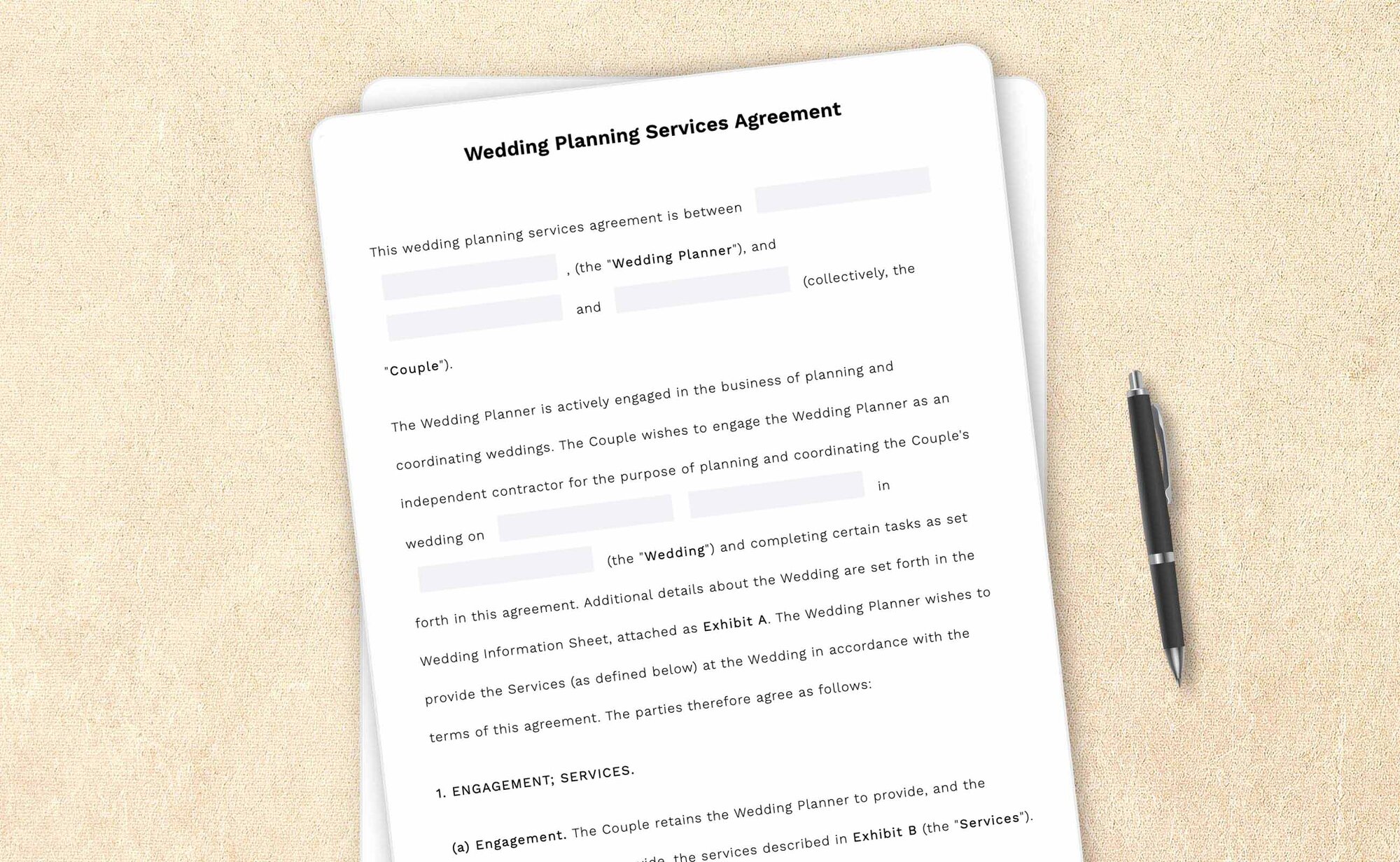 Professional wedding planning services agreement template by LegalZoom. Easily draft, edit, and download your agreements!