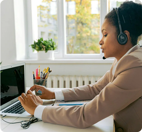 African American woman on her computer