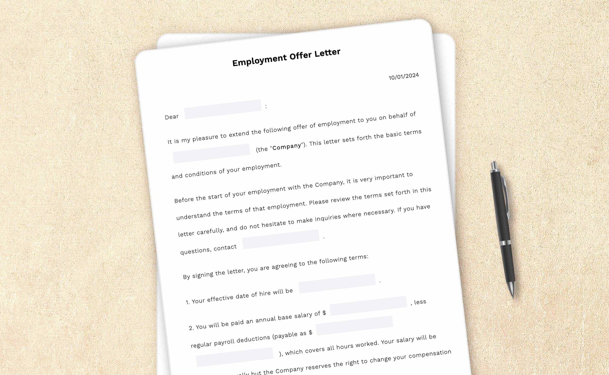 Employment offer letter template by LegalZoom. Create and download letters easily!