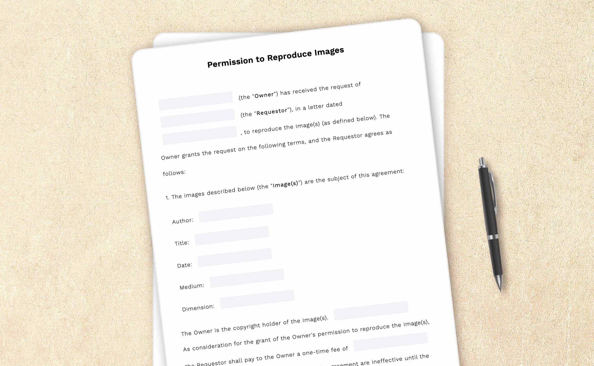 Permission to reproduce images template by LegalZoom. Create and download forms with ease!