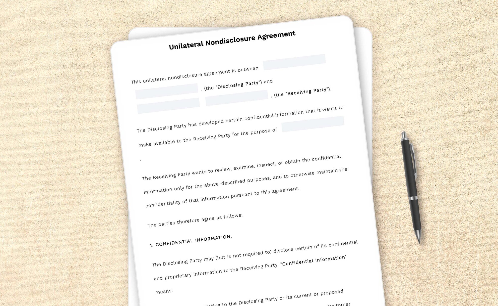 Professional unilateral non-disclosure agreement template by LegalZoom. Easily draft, edit, and download your agreements!