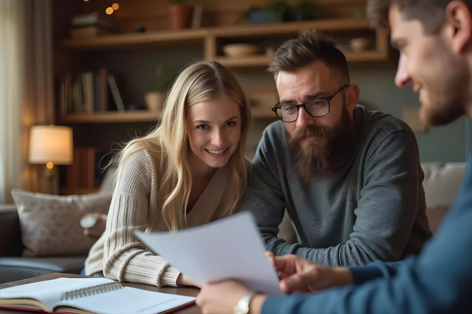 A couple is discussing with an estate planning professional about what a family trust is and how it works.