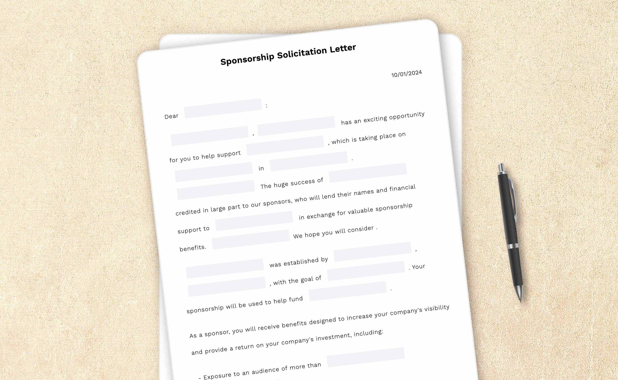 Sponsorship solicitation letter template by LegalZoom. Create and download letters easily!