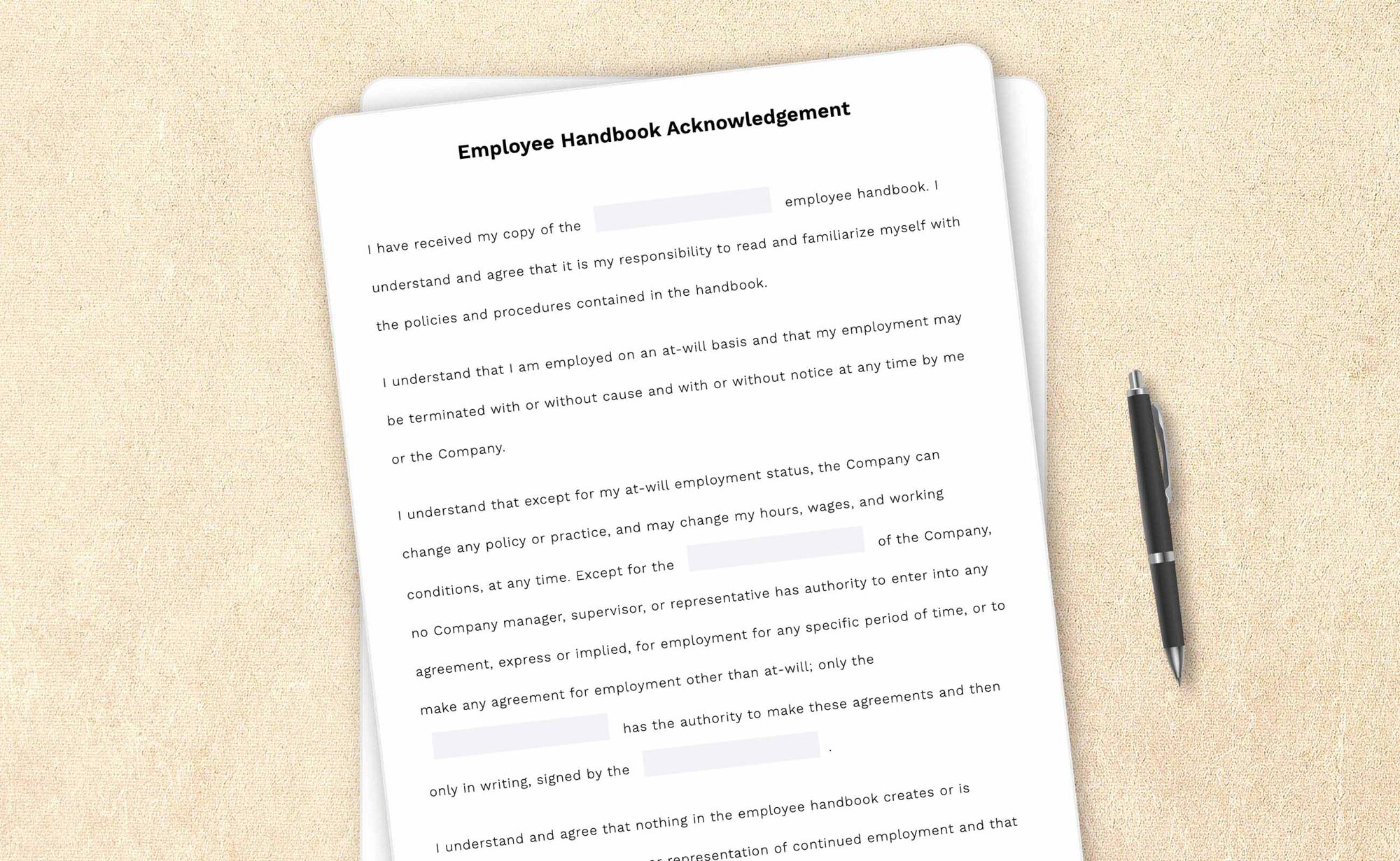Template for employee handbook acknowledgment form by LegalZoom. Create and download forms with ease!