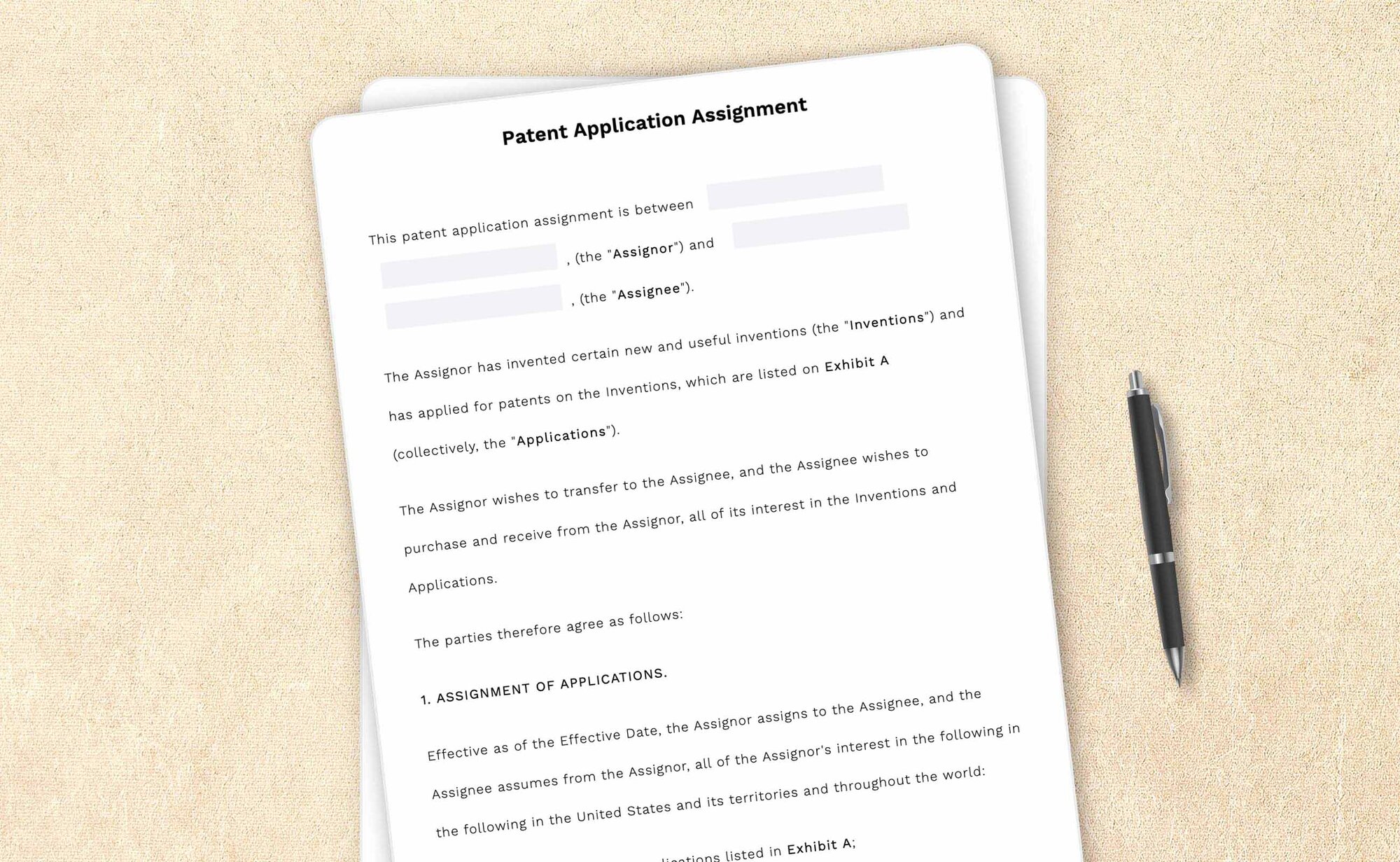 Free patent application assignment template by LegalZoom. Create and download agreements for free!