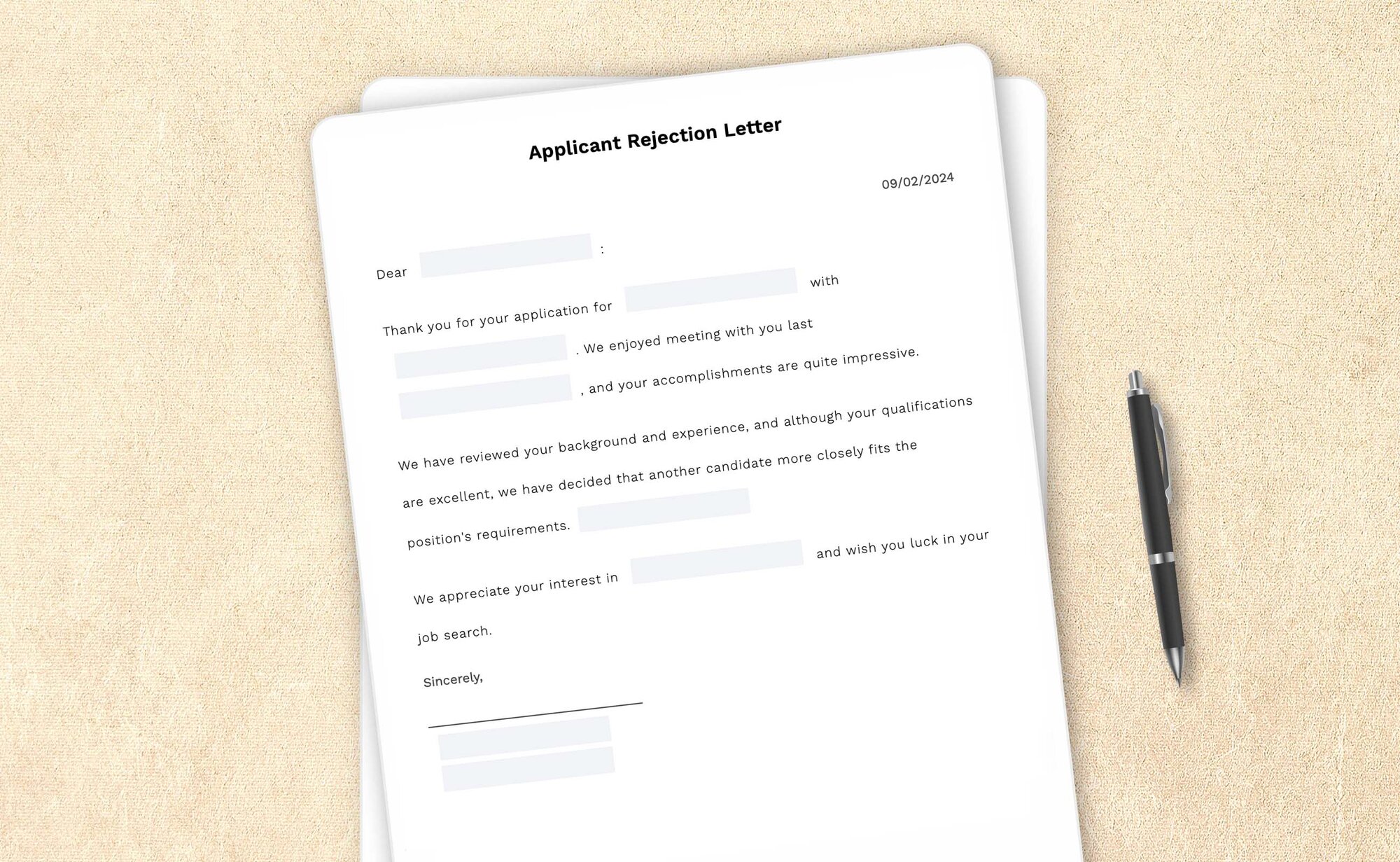 Applicant rejection letter template by LegalZoom. Create and download letters easily!