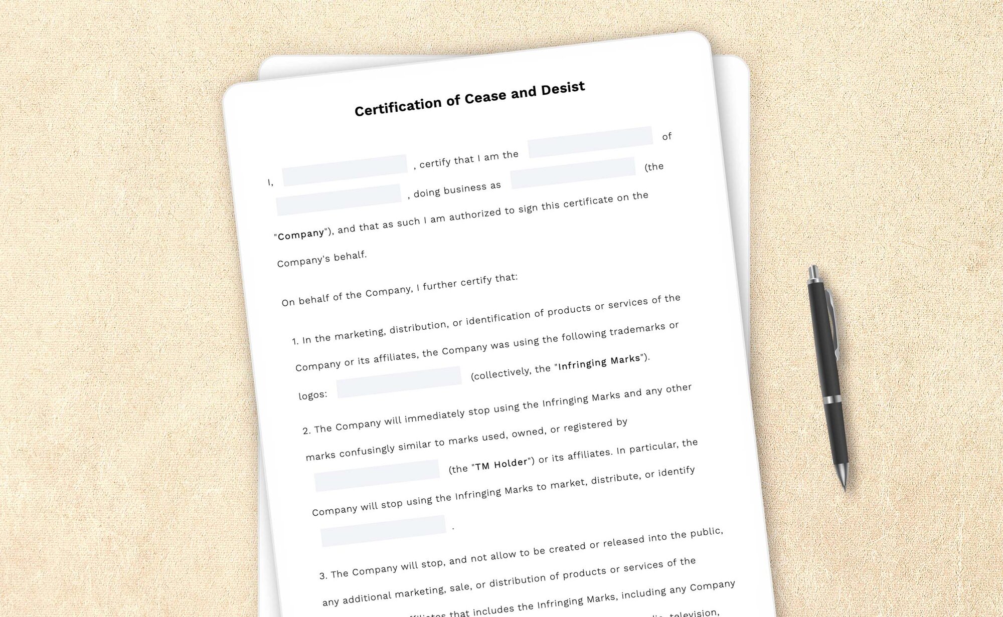 Free certification of cease and desist template by LegalZoom. Create and download certificates for free!