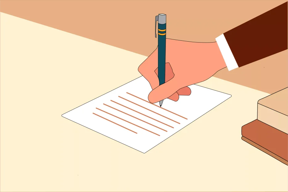 An illustration representing the steps to write a holographic will.