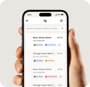 Hand holding smartphone with LZ virtual mail page displayed