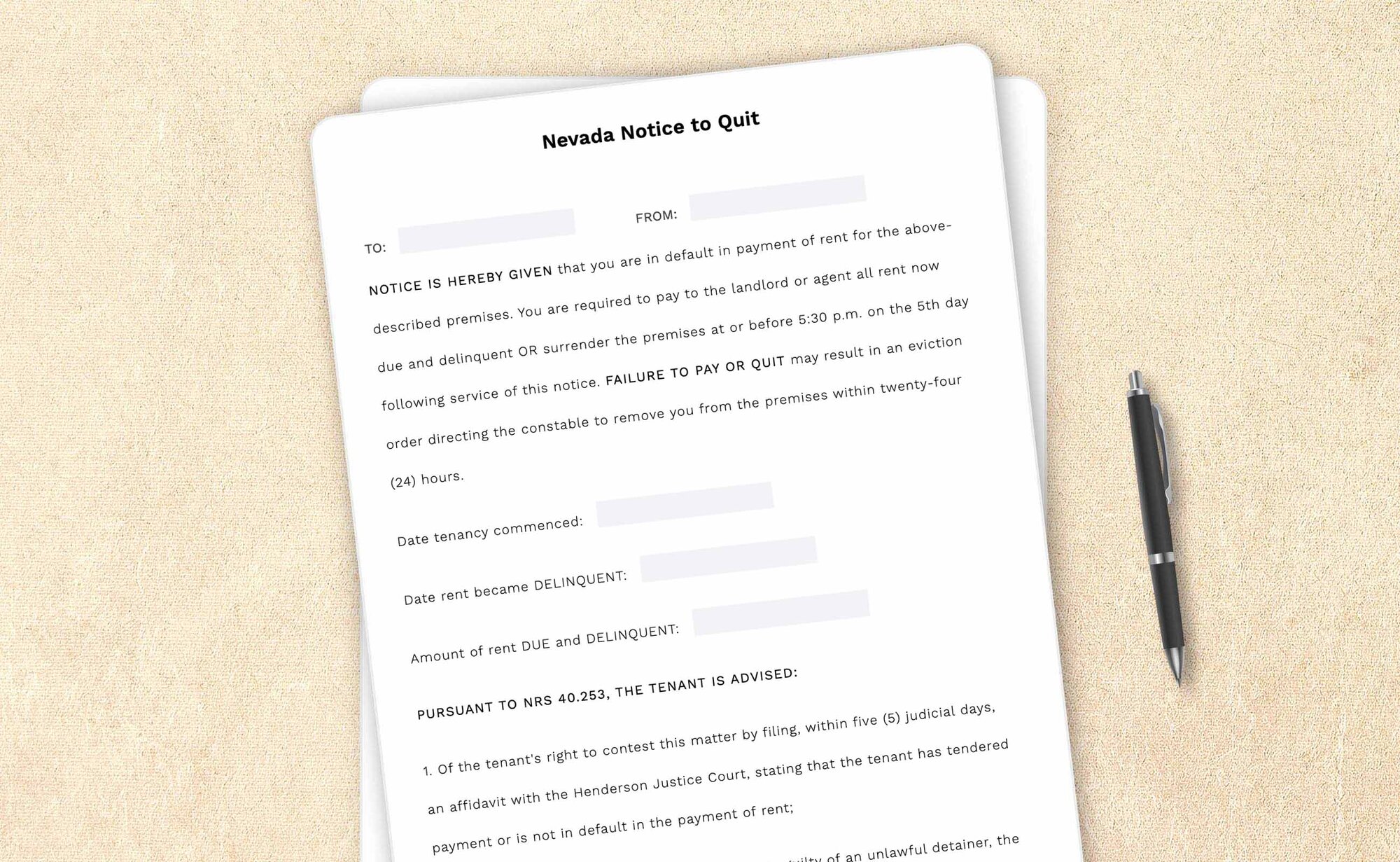 Nevada notice to quit template by LegalZoom. Create and download notices easily!