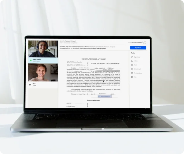 A laptop showing documents and a virtual attorney
