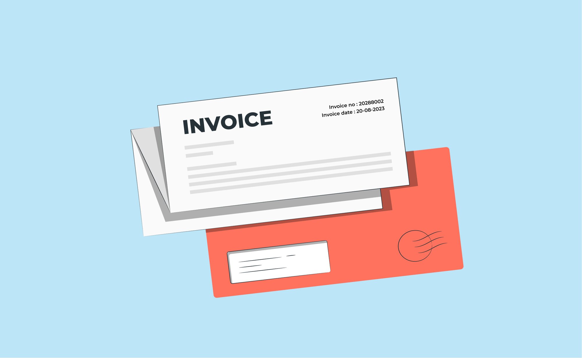 An image of an invoice and an envelope.