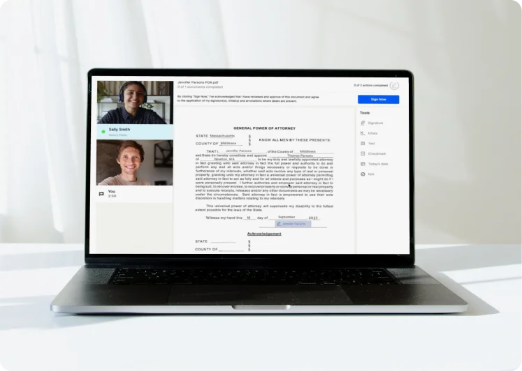 A laptop showing documents and a virtual attorney