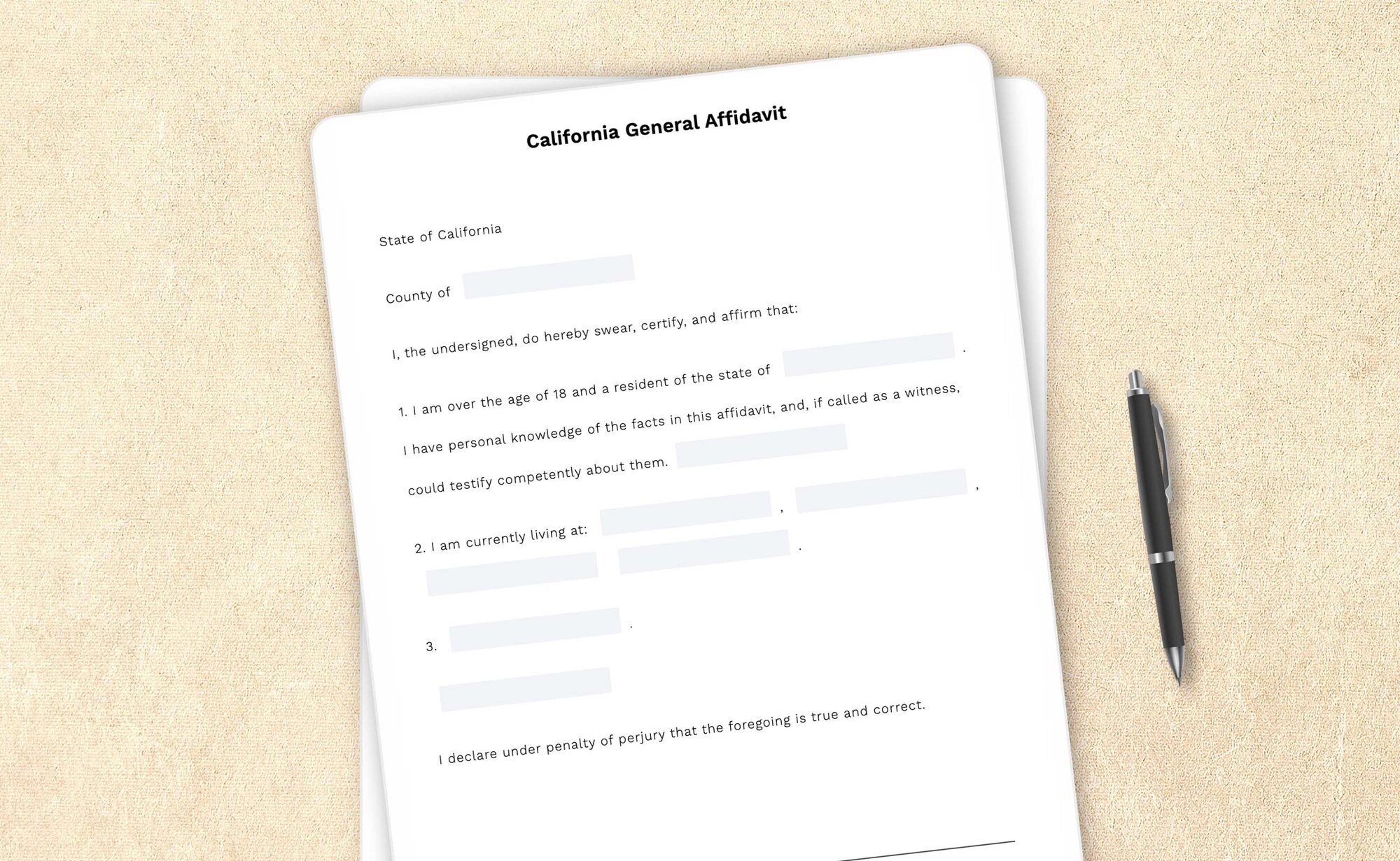 Free California general affidavit form template by LegalZoom. Create and download forms for free!