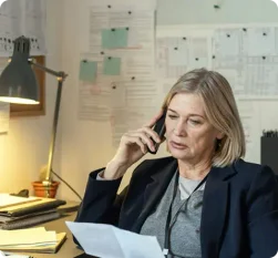 blond woman on the phone