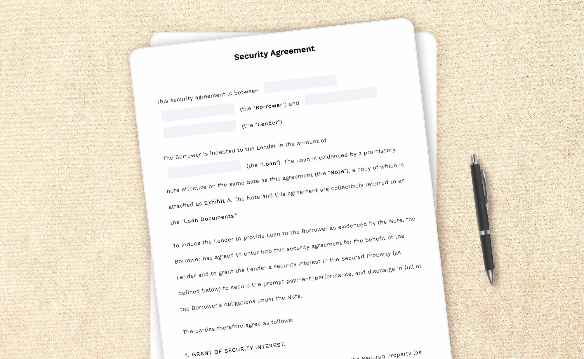 Professional security agreement template by LegalZoom. Easily draft, edit, and download your agreements!