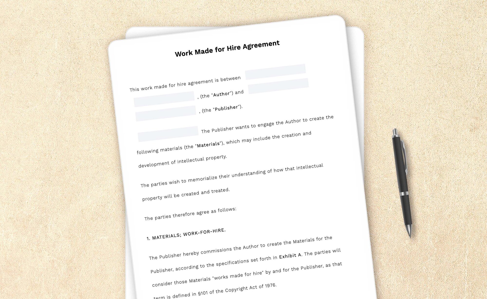 Professional work made for hire agreement template by LegalZoom. Easily draft, edit, and download your agreements!