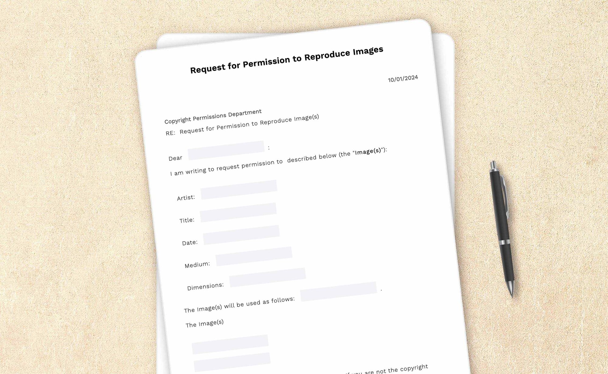 Request for permission to reproduce images template by LegalZoom. Create and download forms with ease!