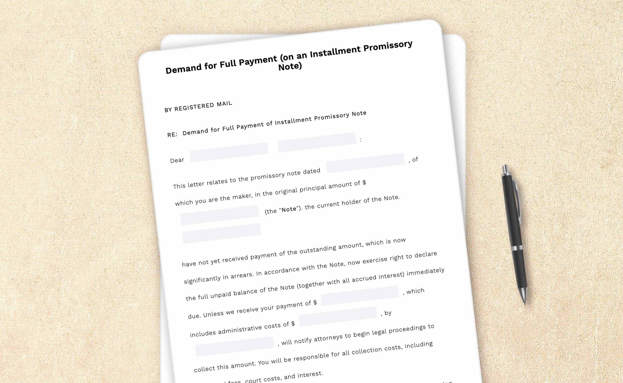 Free demand for full payment on installment promissory note template by LegalZoom. Create and download promissory notes for free!