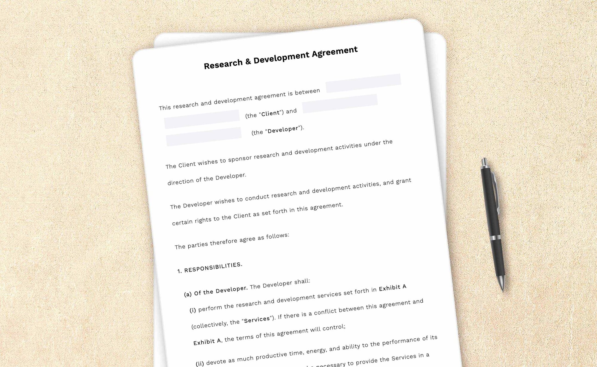 Professional research and development agreement template by LegalZoom. Easily draft, edit, and download your agreements!