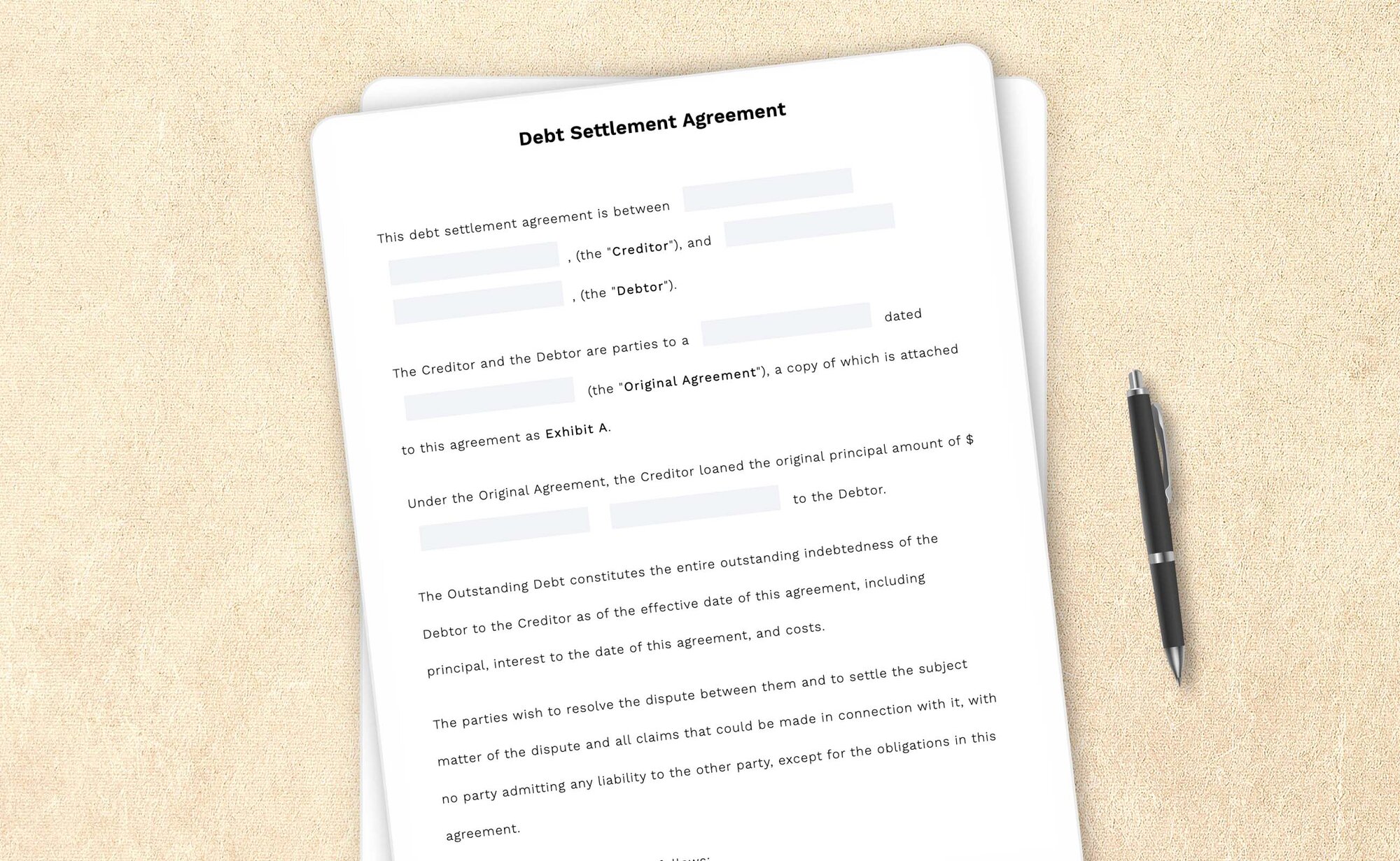 Professional debt settlement agreement template by LegalZoom. Easily draft, edit, and download your agreements!