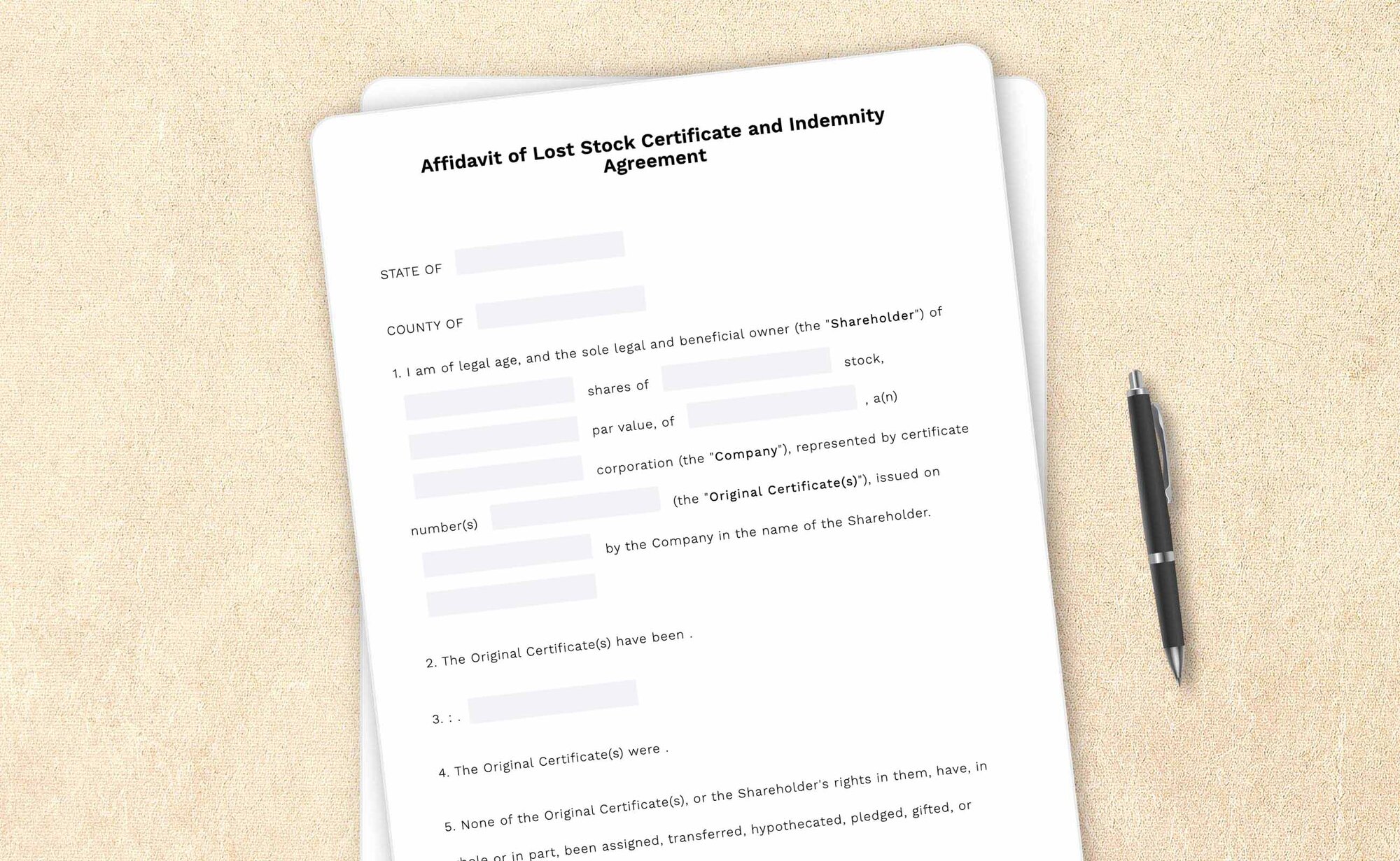 Free affidavit of lost stock certificate and indemnity agreement template by LegalZoom. Create and download forms for free!