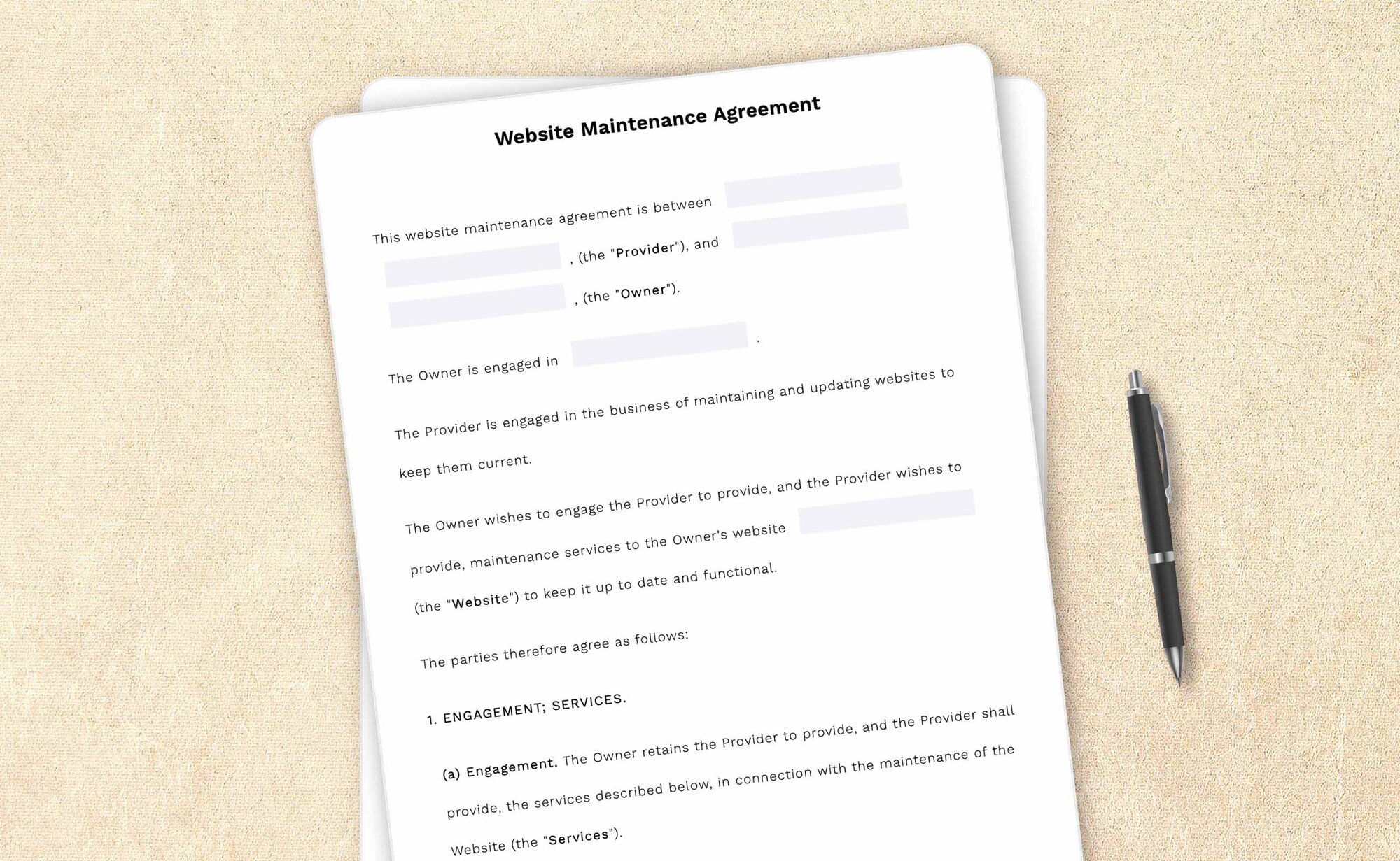 Professional website maintenance agreement template by LegalZoom. Easily draft, edit, and download your agreements!