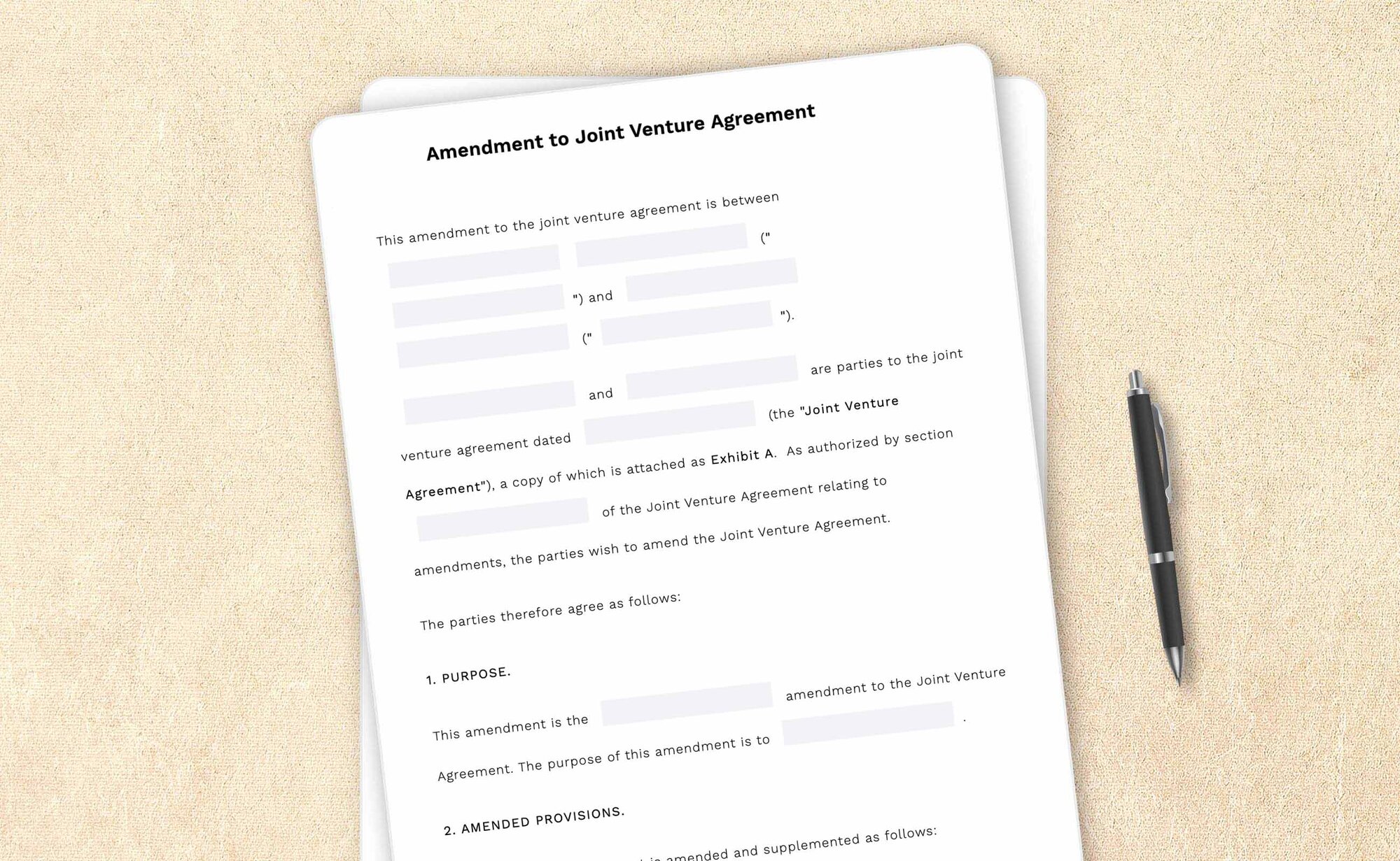 Professional joint venture agreement amendment template by LegalZoom. Easily draft, edit, and download your agreements!