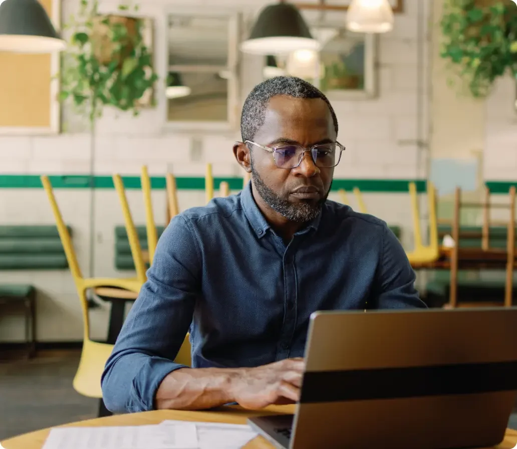 A man working on the laptop