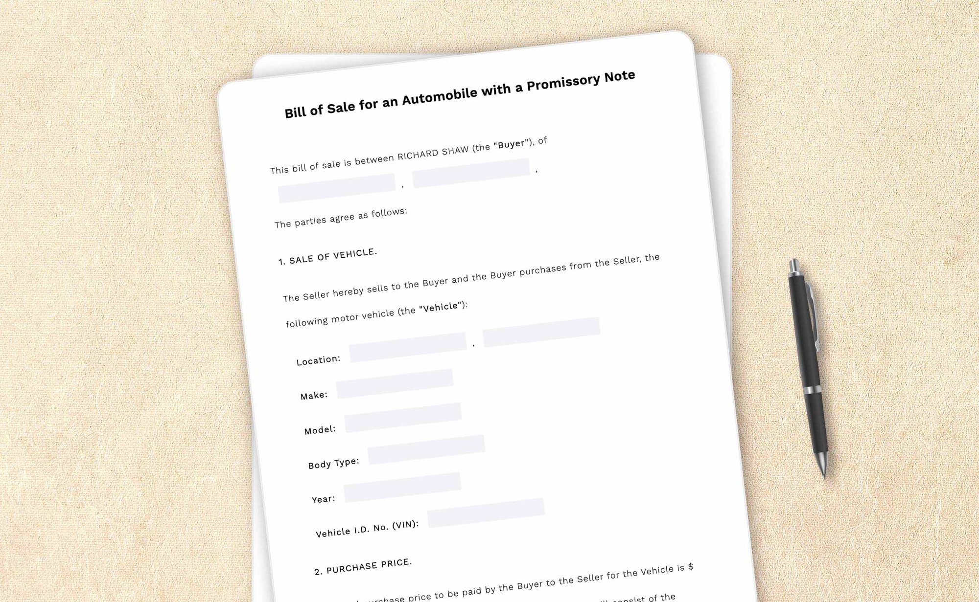 Free bill of sale with promissory note for automobile template by LegalZoom. Create and download bills of sale for free!