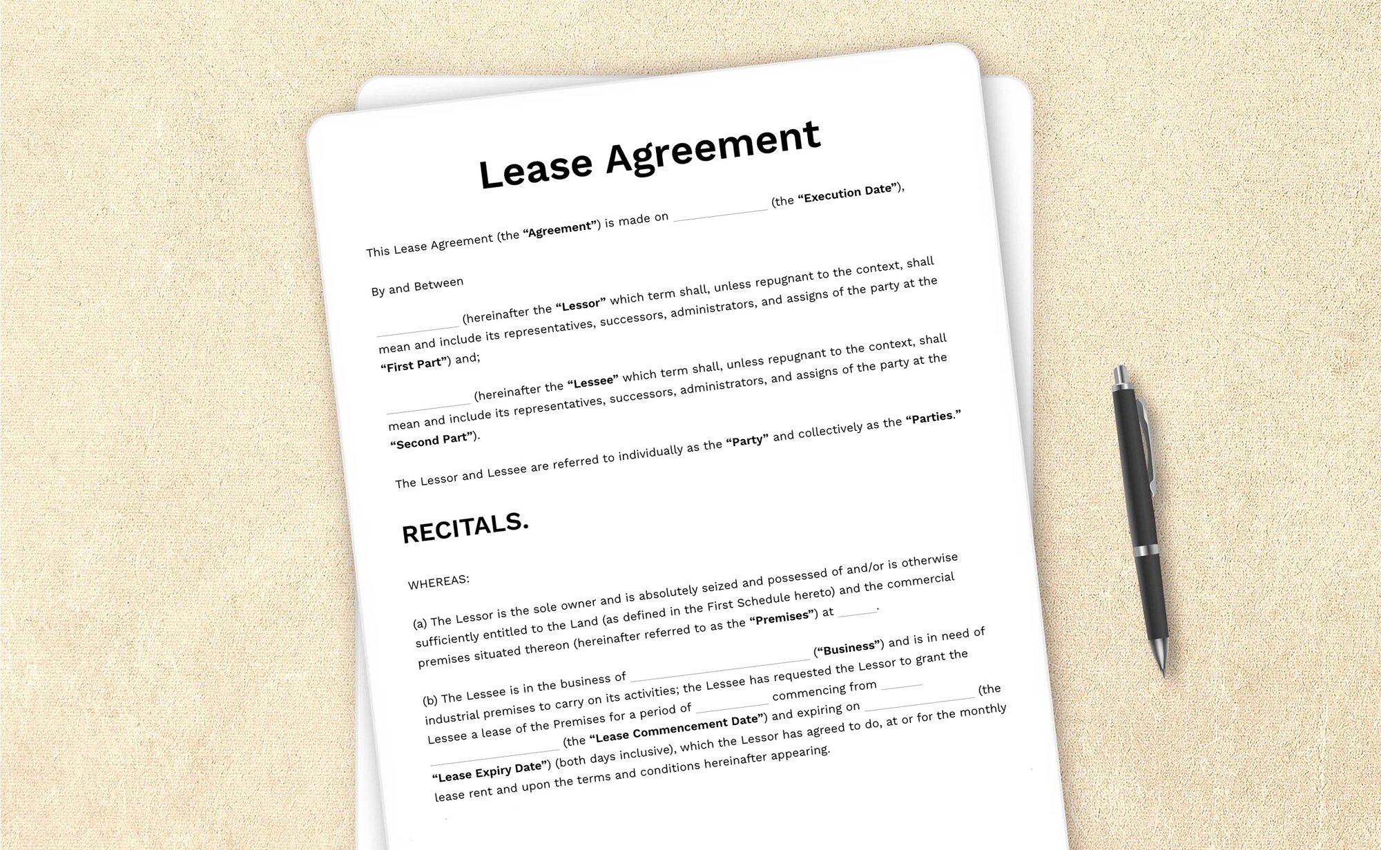 This is the sample lease agreement template from LegalZoom that landlords and property managers can use to lease out rental units.