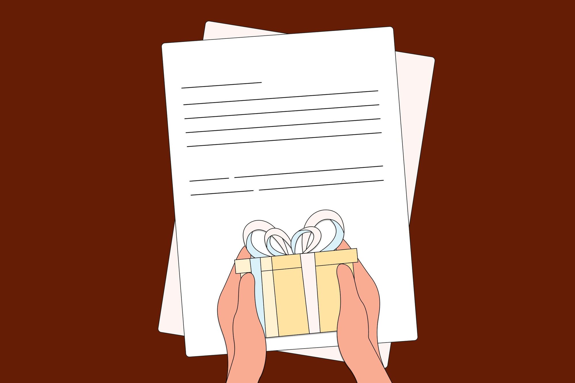 An illustration of a document handing out a charitable bequest.