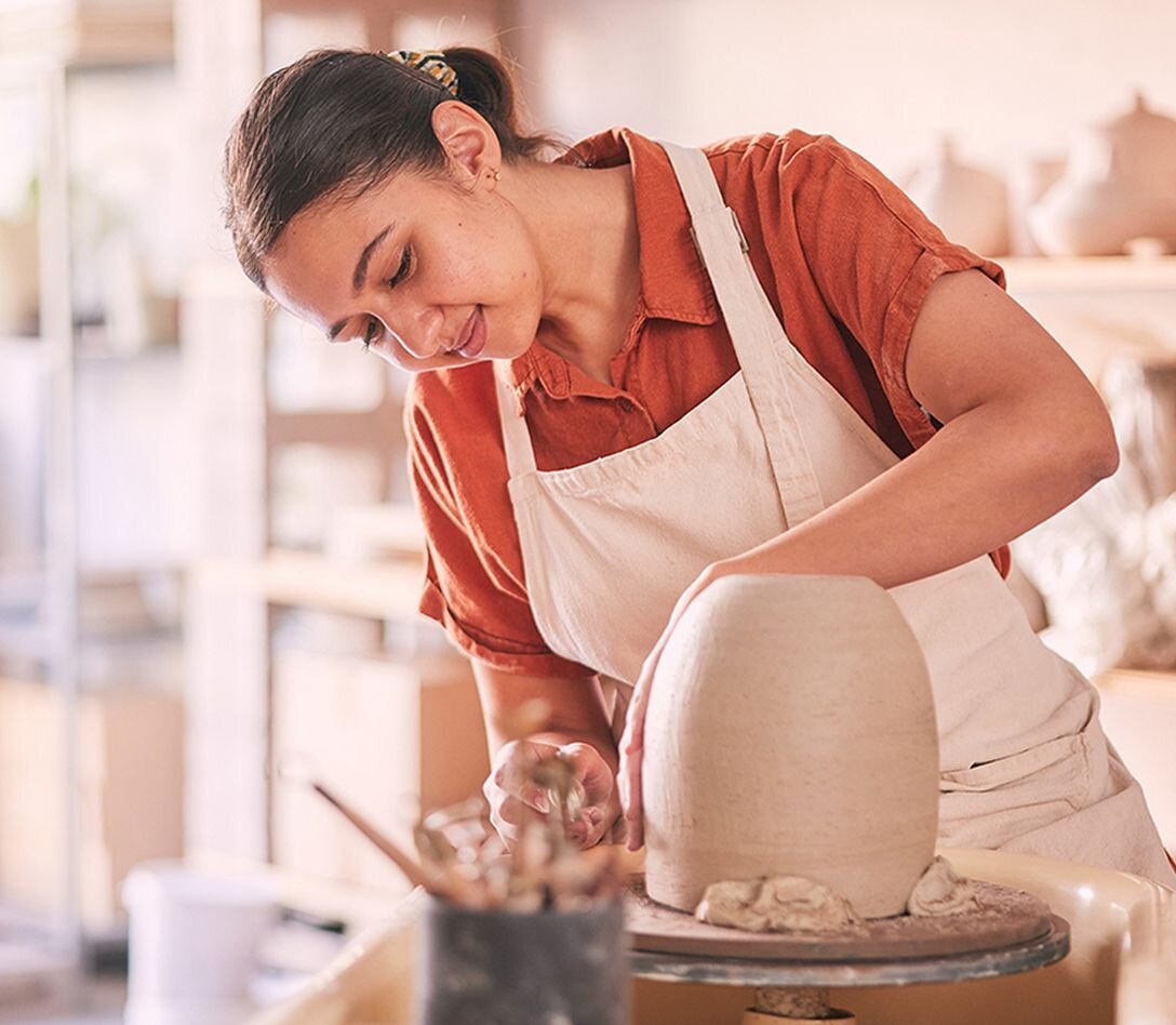 Woman doing pottery