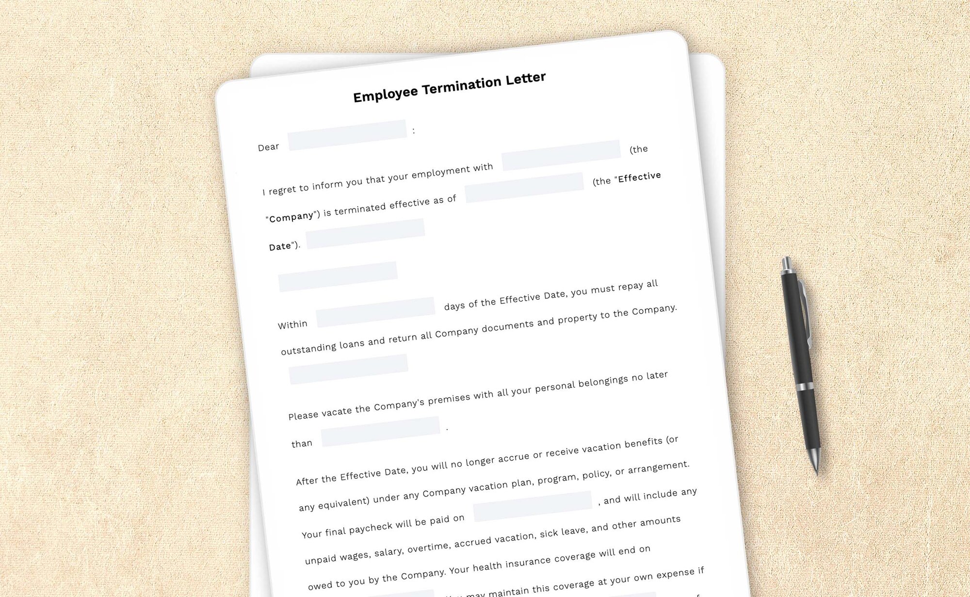 Employee termination letter template by LegalZoom. Create and download letters easily!