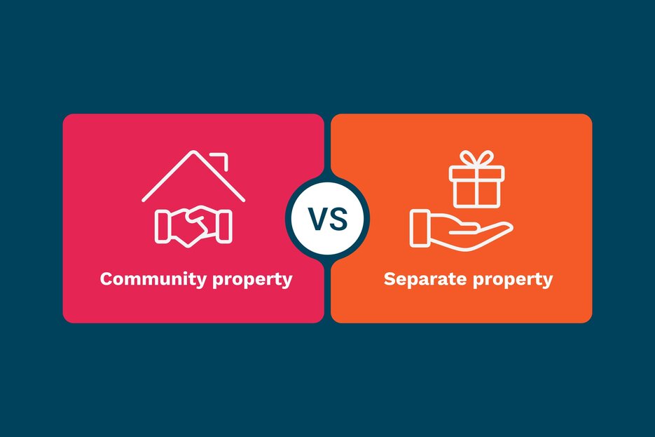 An image showing the difference between community property and separate property.