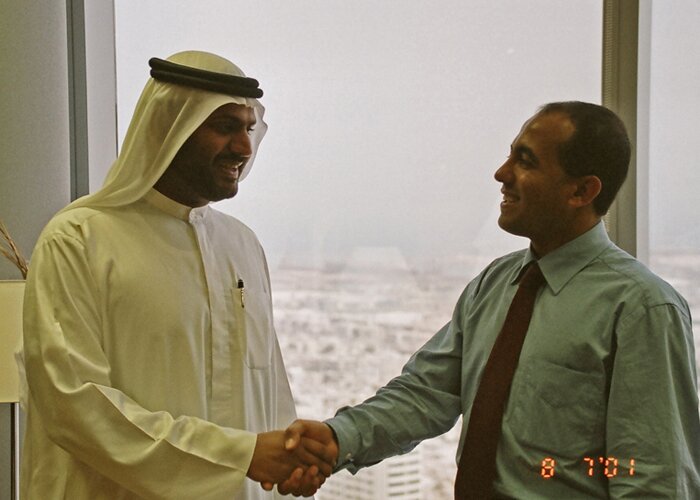 Photograph of Ahmed Radwan with a long-time supporter and former Director of Finance in Dubai during the early development of international projects.