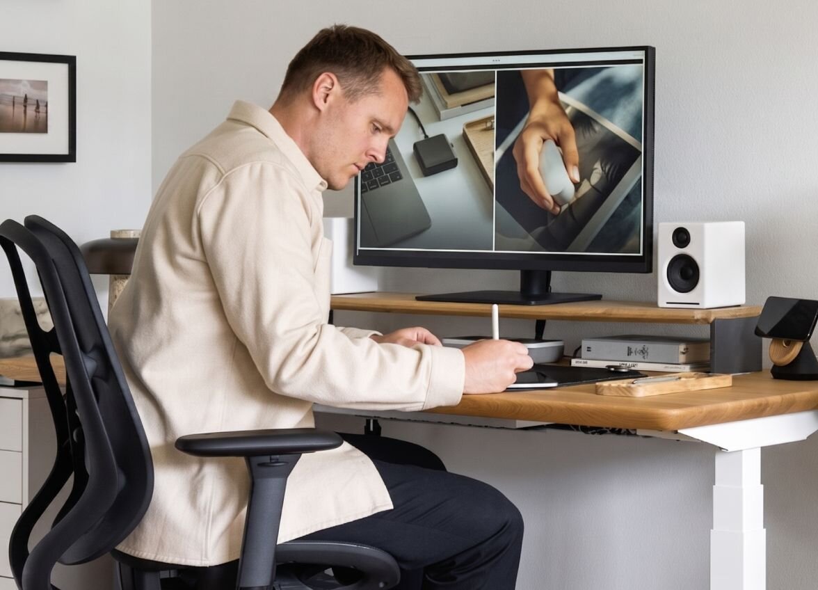 A man working at his desk.